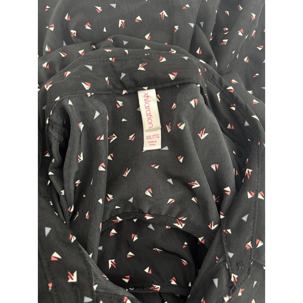 Xhilaration Black Geometric Triangle Print Shirt Dress Cutout Back XXL - Picture 4 of 5
